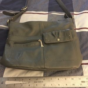 Gray leather purse